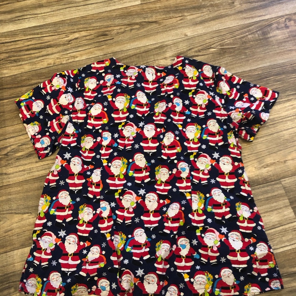 Peaches and Sport Sparkle Santa Scrub top